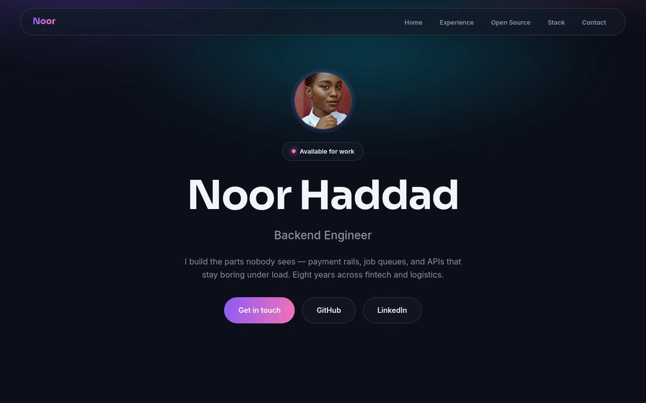 Aurora Glass — Developer template preview