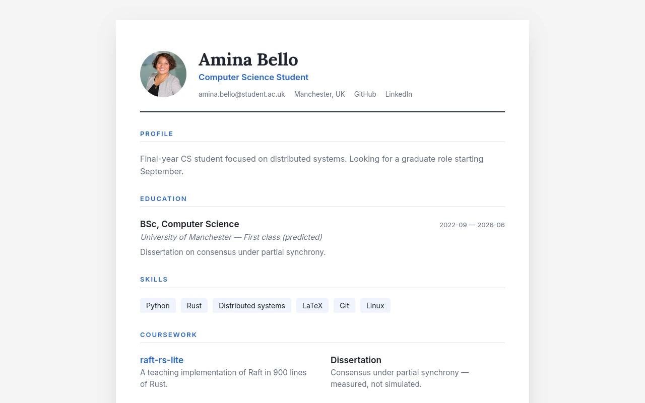 Amina Bello — Computer Science Student portfolio