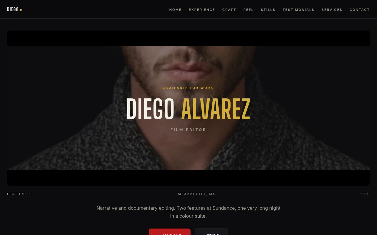 Diego Alvarez — Film Editor portfolio